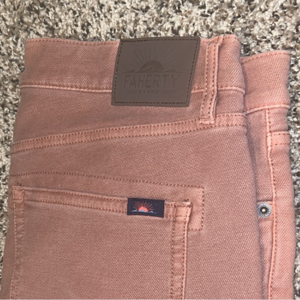 Faherty Men's Pink Slim Jeans